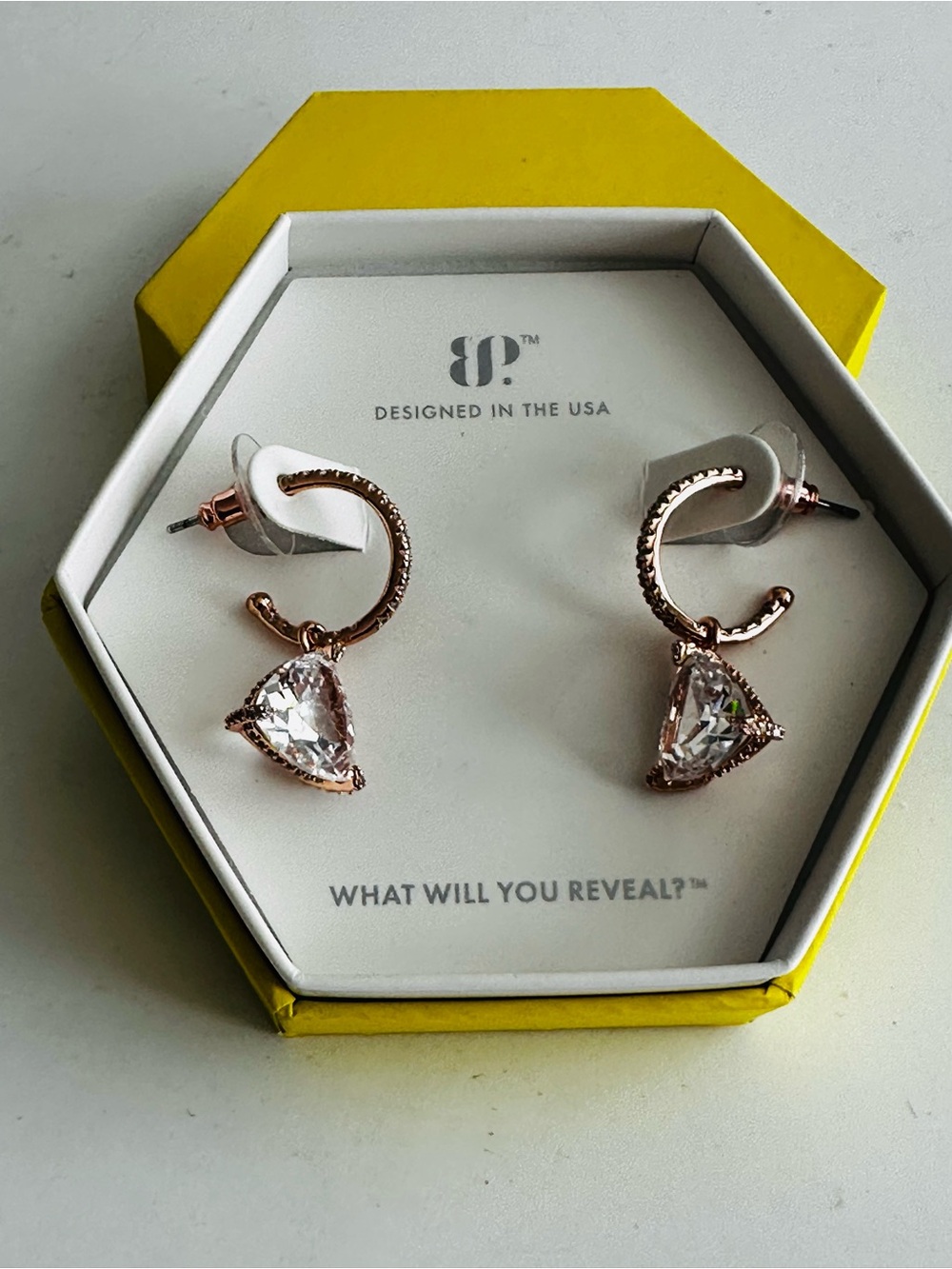 NIB Bomb Party “Dreams On Repeat” rose gold earrings ER16013
